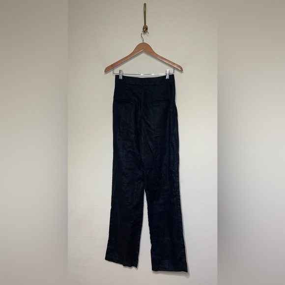 Reformation Mason Linen Pleated High Waist Wide Leg Trouser Pants in Black - Picture 5 of 6